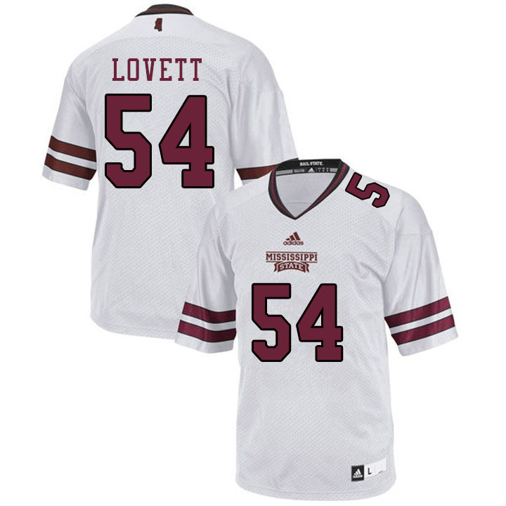 Men #54 Fabien Lovett Mississippi State Bulldogs College Football Jerseys Sale-White